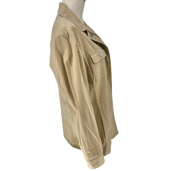 Evan-Picone Shacket Womens S Stretch Beige Shirt Jacket LS Pockets Zip Snap - Picture 5 of 13